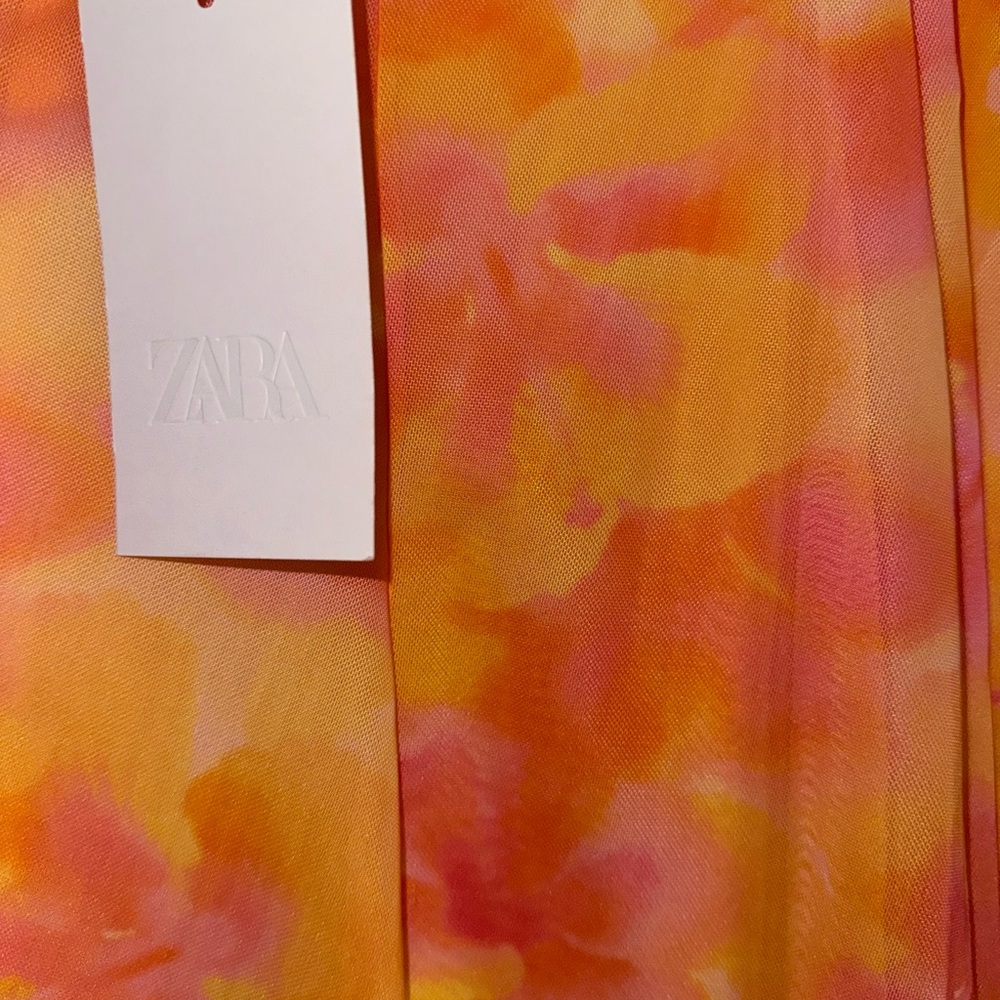 Zara Orange and Pink Floral Dress - Picture 2 of 4